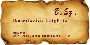 Barbulovics Szigfrid névjegykártya